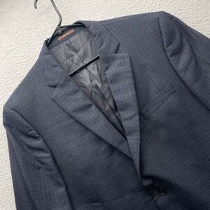 Peter Millar Blazer Mens 46R Wool Navy Blue Houndstooth Check Double Vent Canada